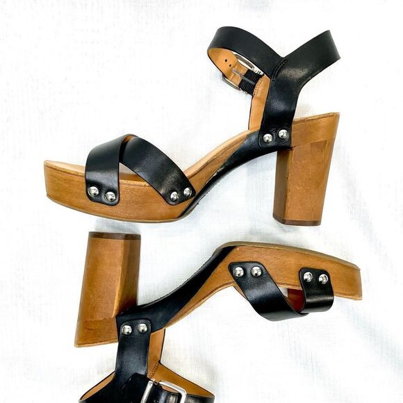Antonio Melani Leather Block Heeled Platform Sandals Size 9 Catalyni - Picture 13 of 13
